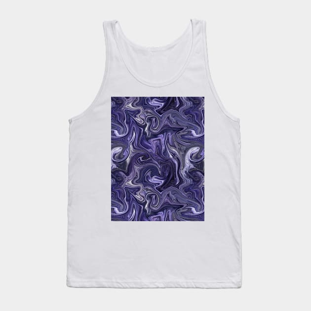 Indigo Silk Marble - Digital Liquid Paint Tank Top by GenAumonier